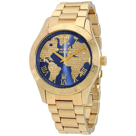 gold and blue michael kors watch|mike eps watches with bling.